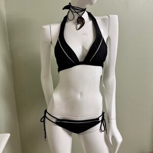 Deadstock Split‎ Black Zipper Bikini – Size S (Fits S/M) – NWT